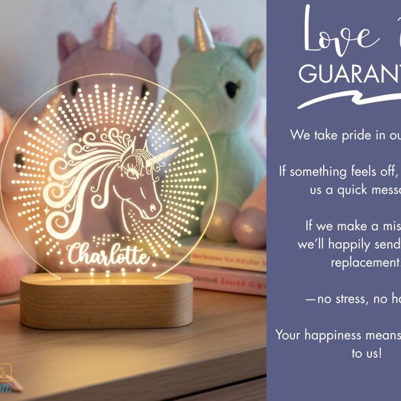 Unicorn Custom Name Light • Personalized LED Cloud Decor • Kids Gift - Picture 6 of 8